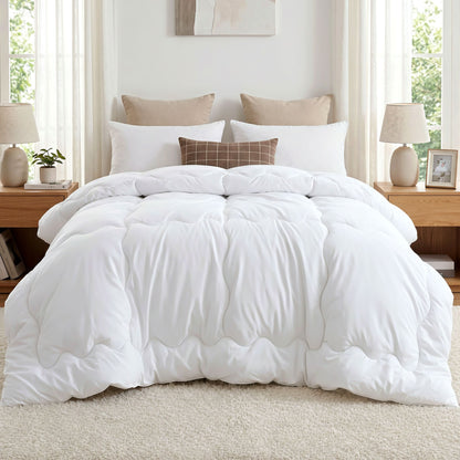 MARNUR Luxury Comforter Duvet Insert Queen Size, 300GSM All Season Down Alternative, Hotel Cooling Quilted Comforters with 8 Tabs, Machine Washable 88" x 88"