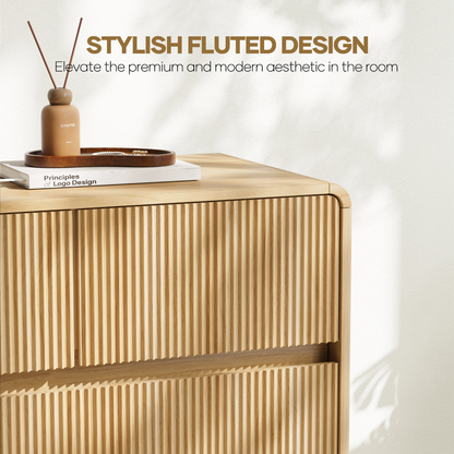 MARNUR 7 Drawer Dresser for Bedroom, Wooden Chest of Drawers for Closet, with Wide Top, Smooth Glides, for Living Room, Hallway, Kids Room, Natural Oak