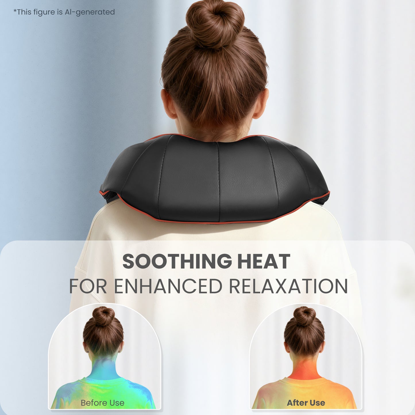MARNUR Neck and Shoulder Massager, 3D Deep Tissue Kneading Shiatsu Massager with Heat, Red