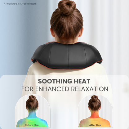 MARNUR Neck and Shoulder Massager, 3D Deep Tissue Kneading Shiatsu Massager with Heat, Red