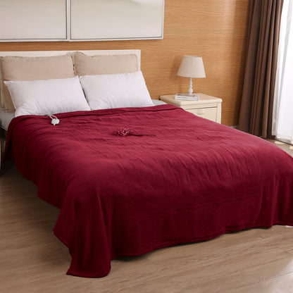 MARNUR Electric Heated Blanket Polar Fleece Full Size 72''x 84'' with 6 Heating Levels 10H Timer Machine Washable - Red