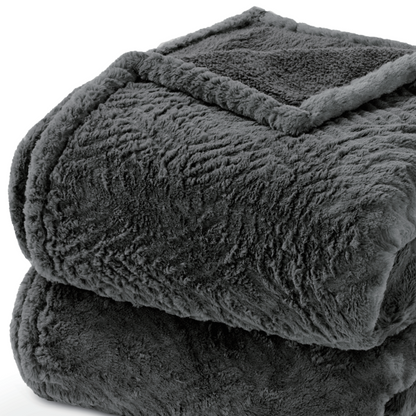 Electric Throw Blanket 50" x 72", Faux Fur, for Couch, Bed, Soft, Warm - Gray