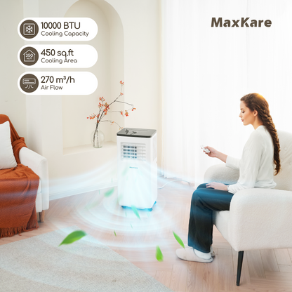 10000 BTU Portable Air Conditioner with Remote, Cools up to 450 Sq.ft - White