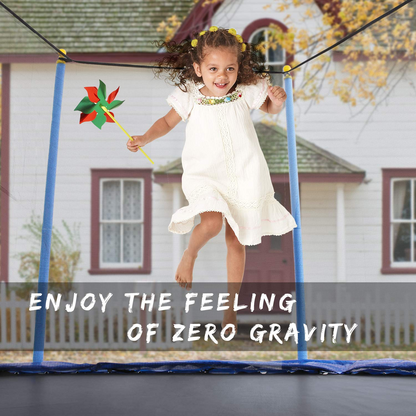 MARNUR 8 FT Trampoline for Kids Outdoor Fitness Trampoline with Enclosure Net, Spring Cover, Ladder for Kids