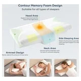 MARNUR Cervical Pillow Memory Foam Orthopedic Pillow for Neck Pain Sleeping Side , Back , Stomach Sleeper with White Pillowcase