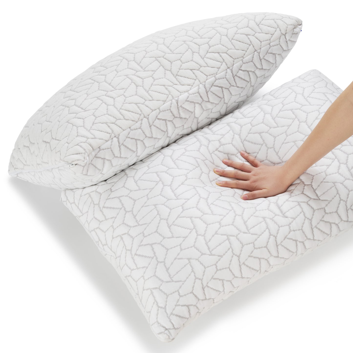 MARNUR Memory Foam Pillows for bed Queen Size, Height Adjustable Cooling Pillows for All Sleepers with Extra Shredded Foam, Dual-Sided Pillow Cover,2-Pack
