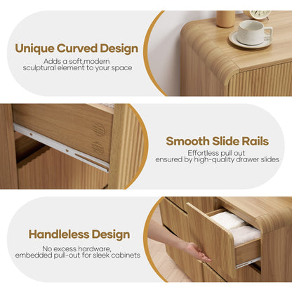 MARNUR 7 Drawer Dresser for Bedroom, Wooden Chest of Drawers for Closet, with Wide Top, Smooth Glides, for Living Room, Hallway, Kids Room, Natural Oak