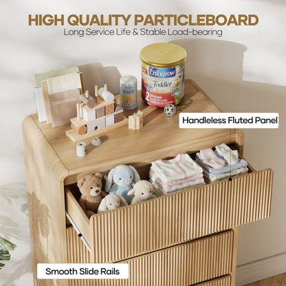 MARNUR 5 Drawer Dresser for Bedroom, 84lbs Heavy-Duty Chest of Drawers with Fluted Wave Design