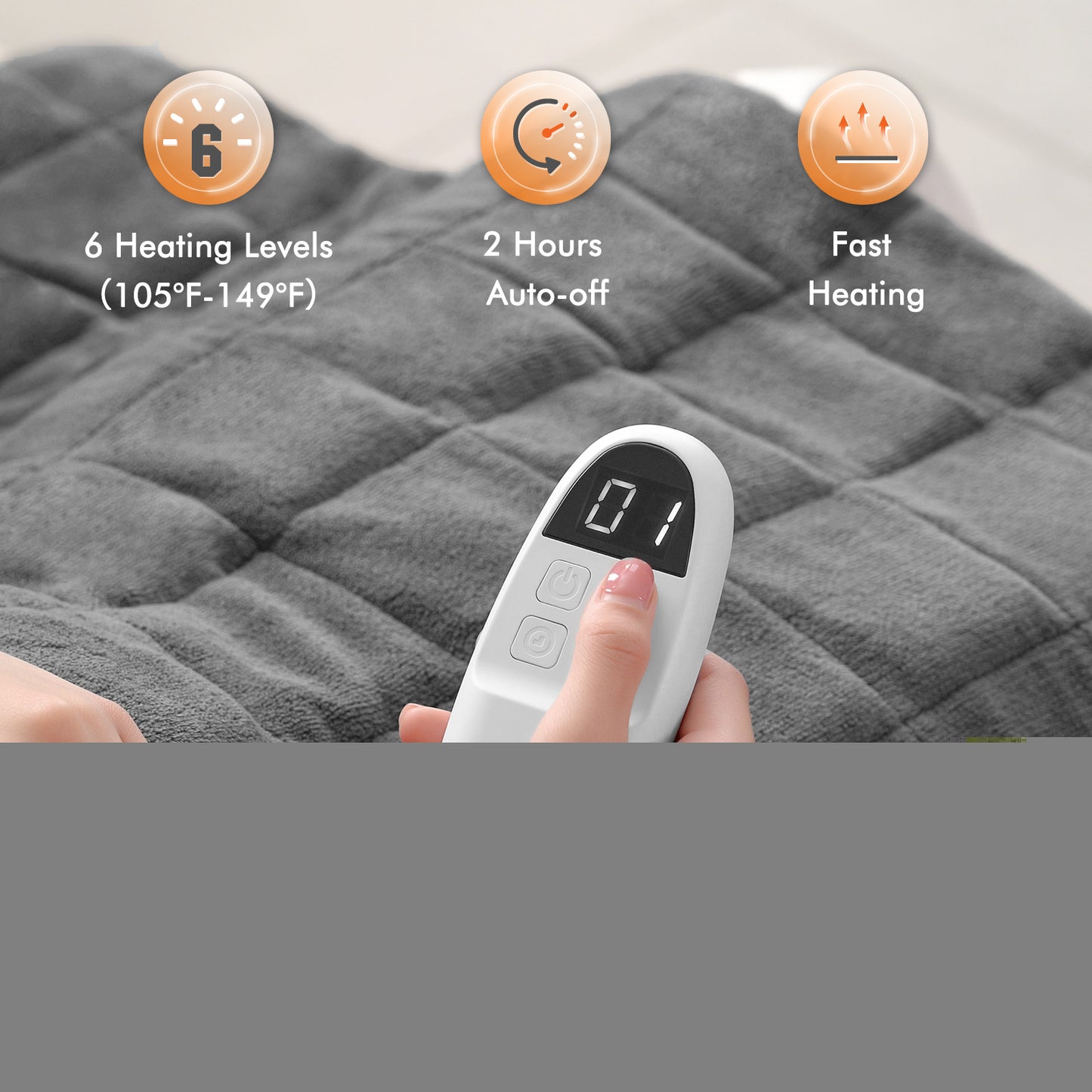 MARNUR 18"x33" Weighted Heating Pad for Full Body Relief, 4lb ExtraWeight, 6 Heat Levels, 2H Auto-off, Gray