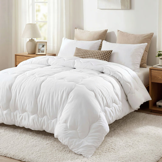 MARNUR Luxury Comforter Duvet Insert Twin Size, 300GSM All Season Down Alternative, Hotel Cooling Quilted Comforters with 8 Tabs, Machine Washable 64" x 88"