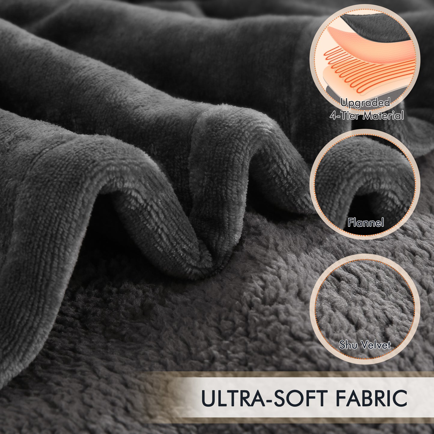 MARNUR Electric Heated Blanket Queen Size 84''x90'', Fast Heating with Dual Controllers, 10 Heating Levels, 10H Timers, Preheat Function Machine Washable - Gray