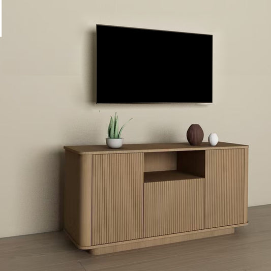MARNUR Fluted TV Stand for 60" TV, Wood Entertainment Center for Living Room, Mid-Century