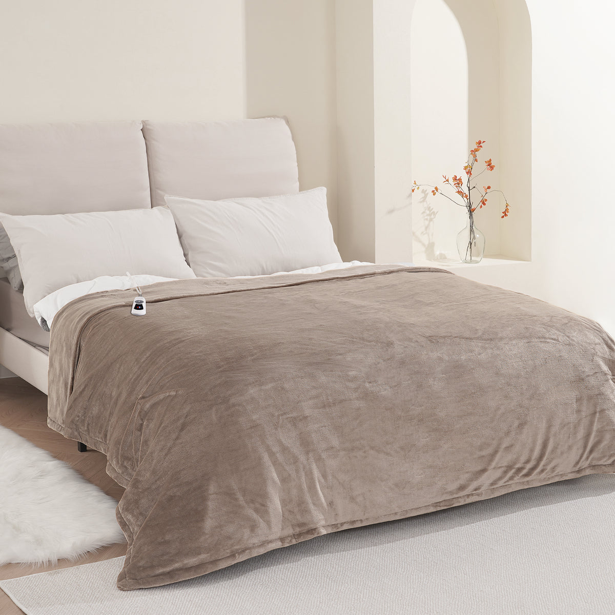 MARNUR Electric Blanket 72" x 84" Full Size Heated Blanket, 6 Heating Levels, 10 Hours Timer - Linen