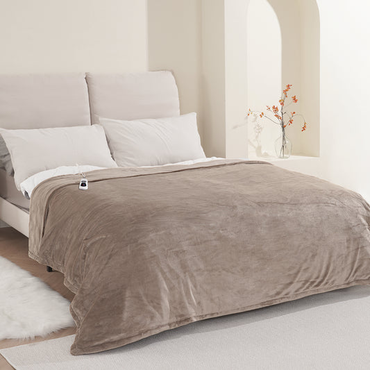 MARNUR Electric Blanket 72" x 84" Full Size Heated Blanket, 6 Heating Levels, 10 Hours Timer - Linen