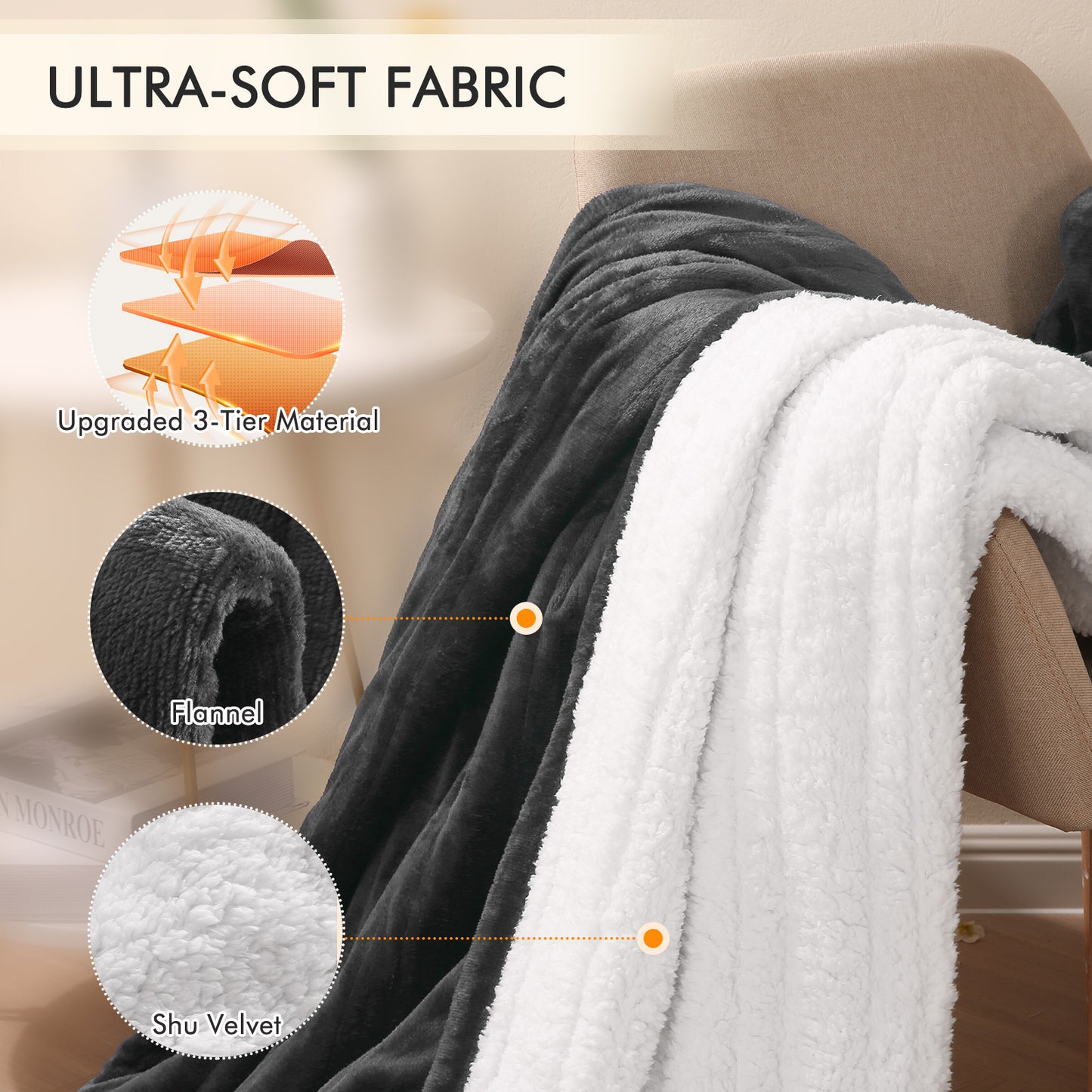 MARNUR Electric Heated Blanket King Size 90''x100'', Fast Heating with Dual Controllers, 10 Heating Levels, 10H Timers, Preheat Function Machine Washable - Dark Gray