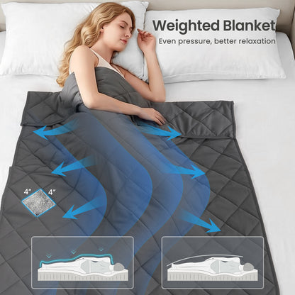 MARNUR Weighted Blanket for Adults 15lbs, 60" x 80" Queen Size Heavy Blanket, Cooling & Breathable with Premium Glass Beads, Soft Cozy Weighted Blanket for Sleep, Machine Washable