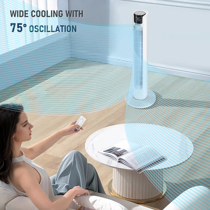 36" Tower Fan Oscillating Cooling Fan, Remote Control 3 Speeds 3 Wind Modes Timer, White
