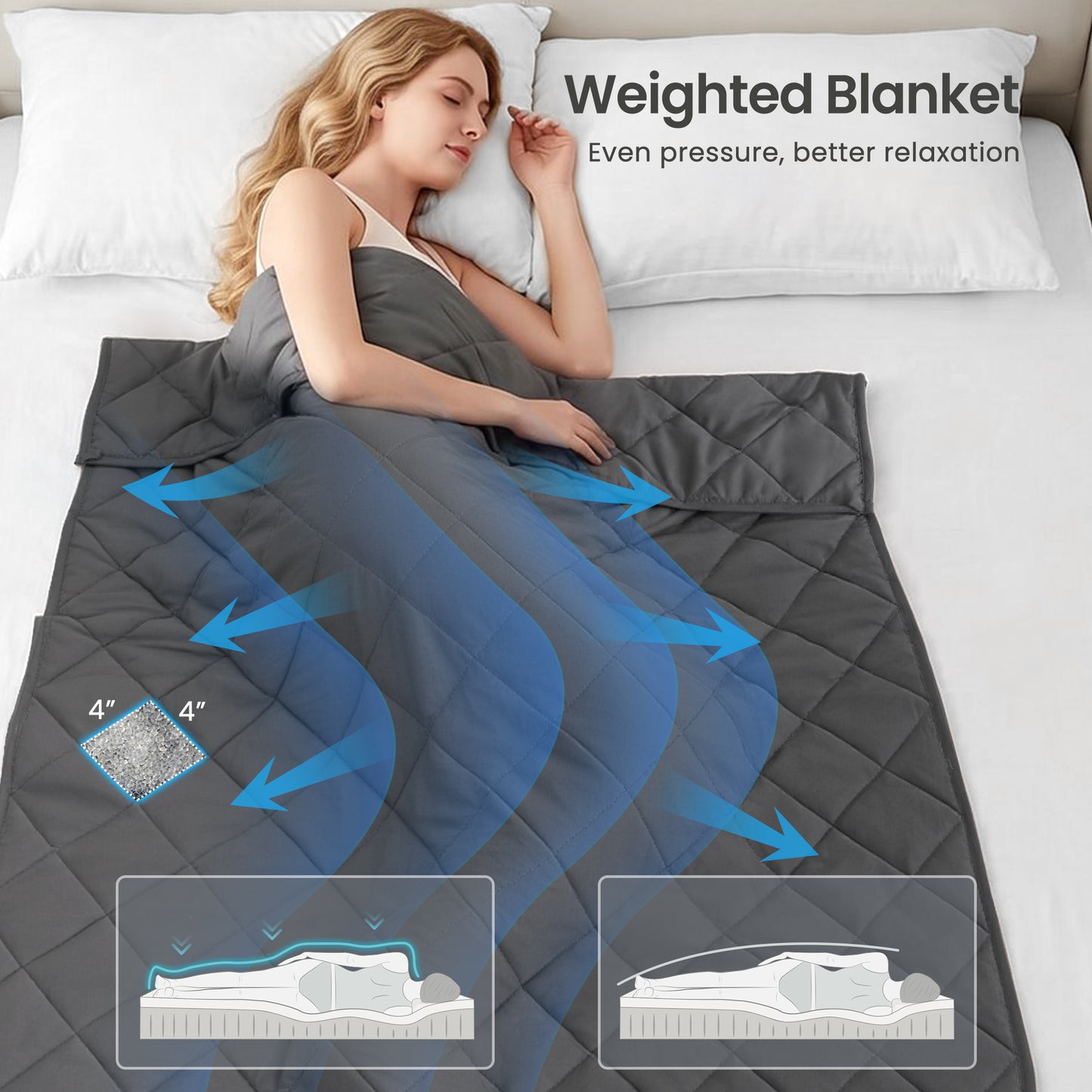 MARNUR Weighted Blanket for Adults 12lbs, 48" x 72" Twin Size Heavy Blanket, Cooling & Breathable with Premium Glass Beads, Soft Cozy Weighted Blanket for Sleep, Machine Washable