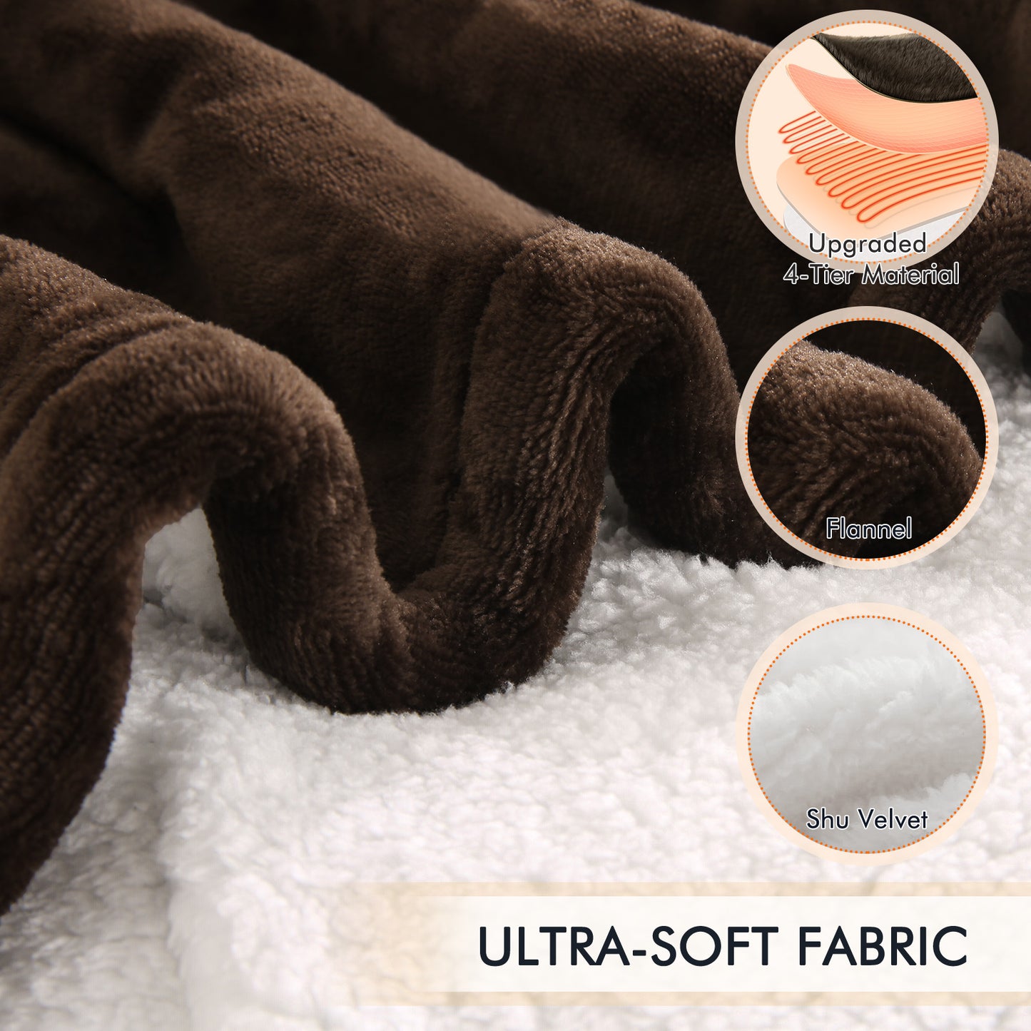 MARNUR Electric Heated Blanket Queen Size 84''x90'', Fast Heating with Dual Controllers, 10 Heating Levels, 10H Timers, Preheat Function Machine Washable - Brown
