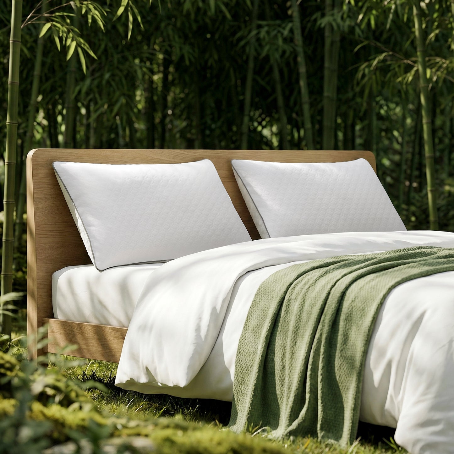 MARNUR Bed Pillows 2 Pack, Queen Size Cooling Pillow with Removable Bamboo Cover, Luxury Hotel Collection Down Alternative Pillows for Bed, 19"x29"