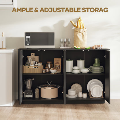 MARNUR Sideboard Buffet Cabinet, Storage Cabinet 55"W with Adjustable Shelves, Anti-Tip, Easy Clean Top, Stylish Wave Style, Black