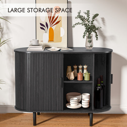 MARNUR Sideboard Buffet Cabinet 40" Storage Cabinet with 2 Sliding Tambour Doors, Adjustable Shelves for Office Bedroom Hallway Entryway, Black