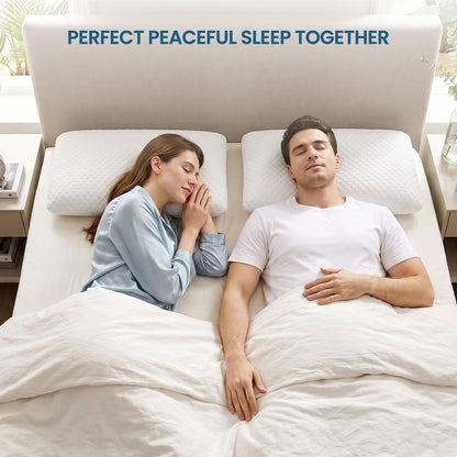 MARNUR Memory Foam Pillow for Bed, Cooling Pillow with Extra Height Pad, Cervical Neck Support Bed Pillow for Side, Back & Stomach Sleepers, Queen Size