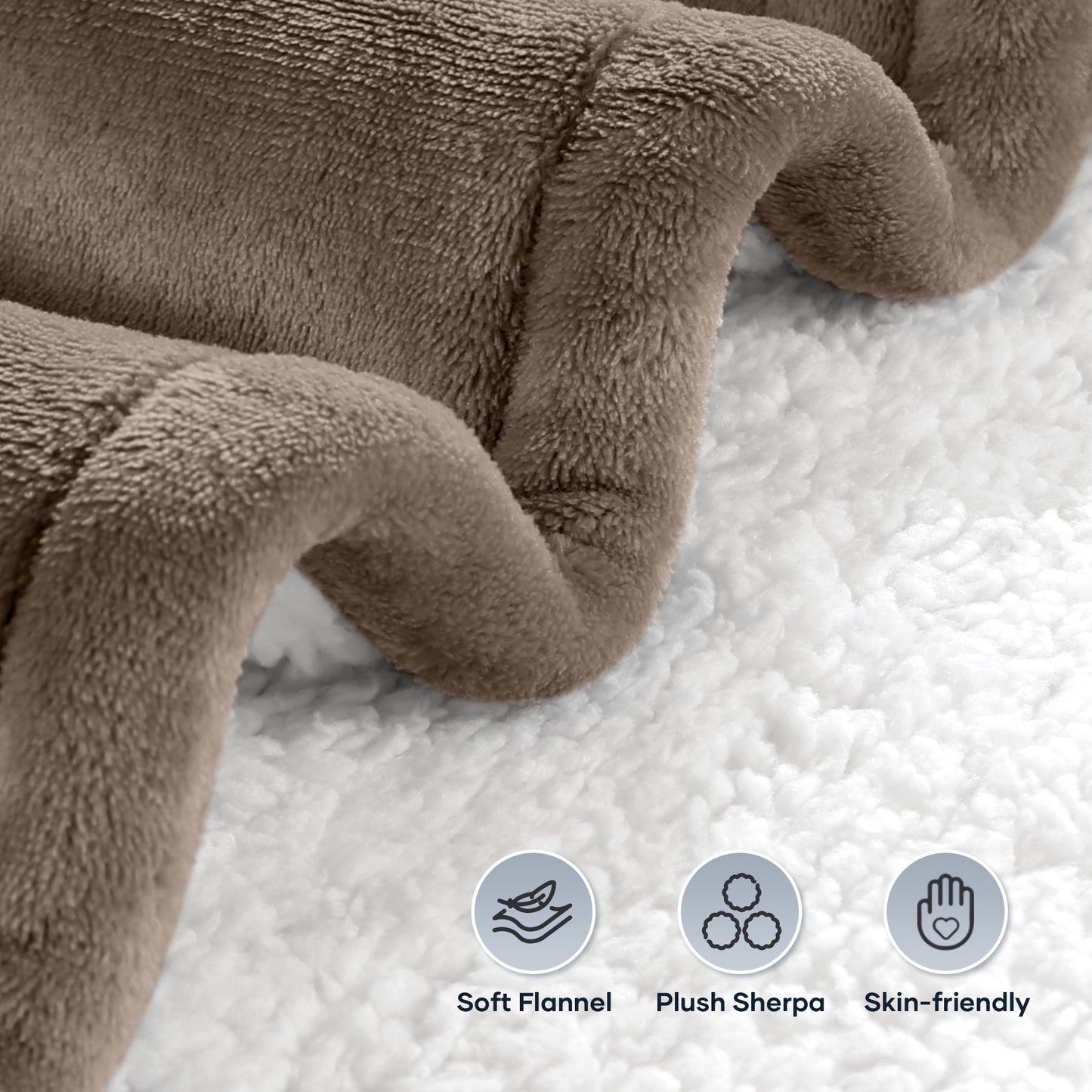 MARNUR Electric Blanket 72" x 84" Full Size Heated Blanket, Flannel & Shu Velvet, 6 Heating Levels, 10 Hours Timer, Linen