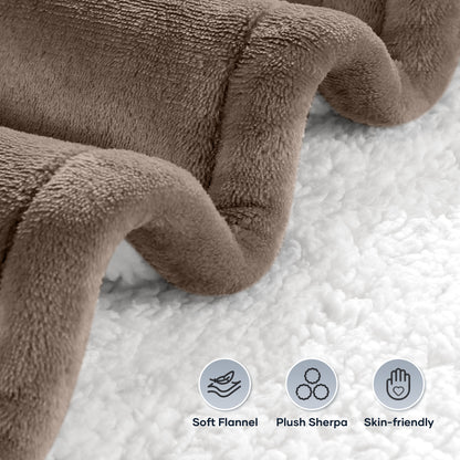 MARNUR Electric Blanket 72" x 84" Full Size Heated Blanket, Flannel & Shu Velvet, 6 Heating Levels, 10 Hours Timer, Linen