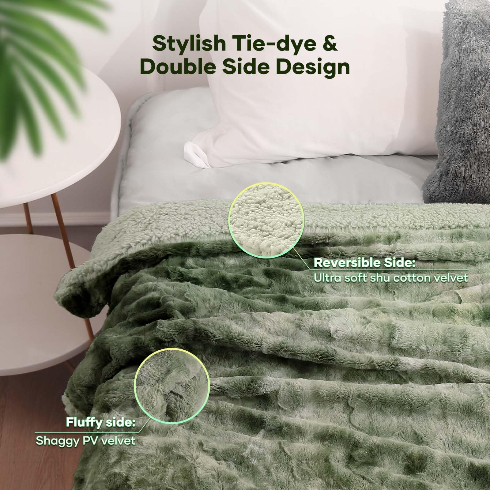 Load image into Gallery viewer, MARNUR Electric Throw Blanket 50&quot; x 60&quot;, Soft Faux Fur Heated Blanket with Large LED Display, 6 Heating Levels, 4 Hours Timer, Machine Washable - Tie-dye Green
