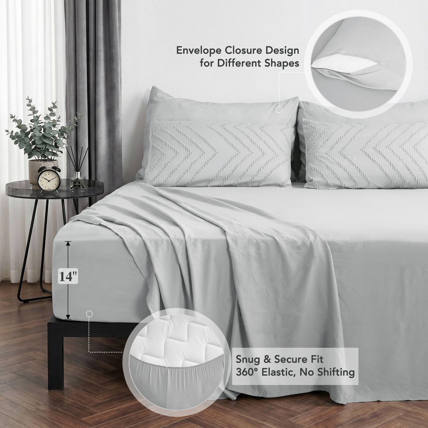 MARNUR Comforter Set Full Size, 7 Pieces Boho Tufted Bed in a Bag Prewashed Cotton-Like Soft Bedding Set with Comforter, Sheets, Pillowcases & Shams, Silver Grey