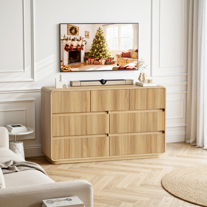 MARNUR 7 Drawer Dresser for Bedroom, Wooden Chest of Drawers for Closet, with Wide Top, Smooth Glides, for Living Room, Hallway, Kids Room, Natural Oak