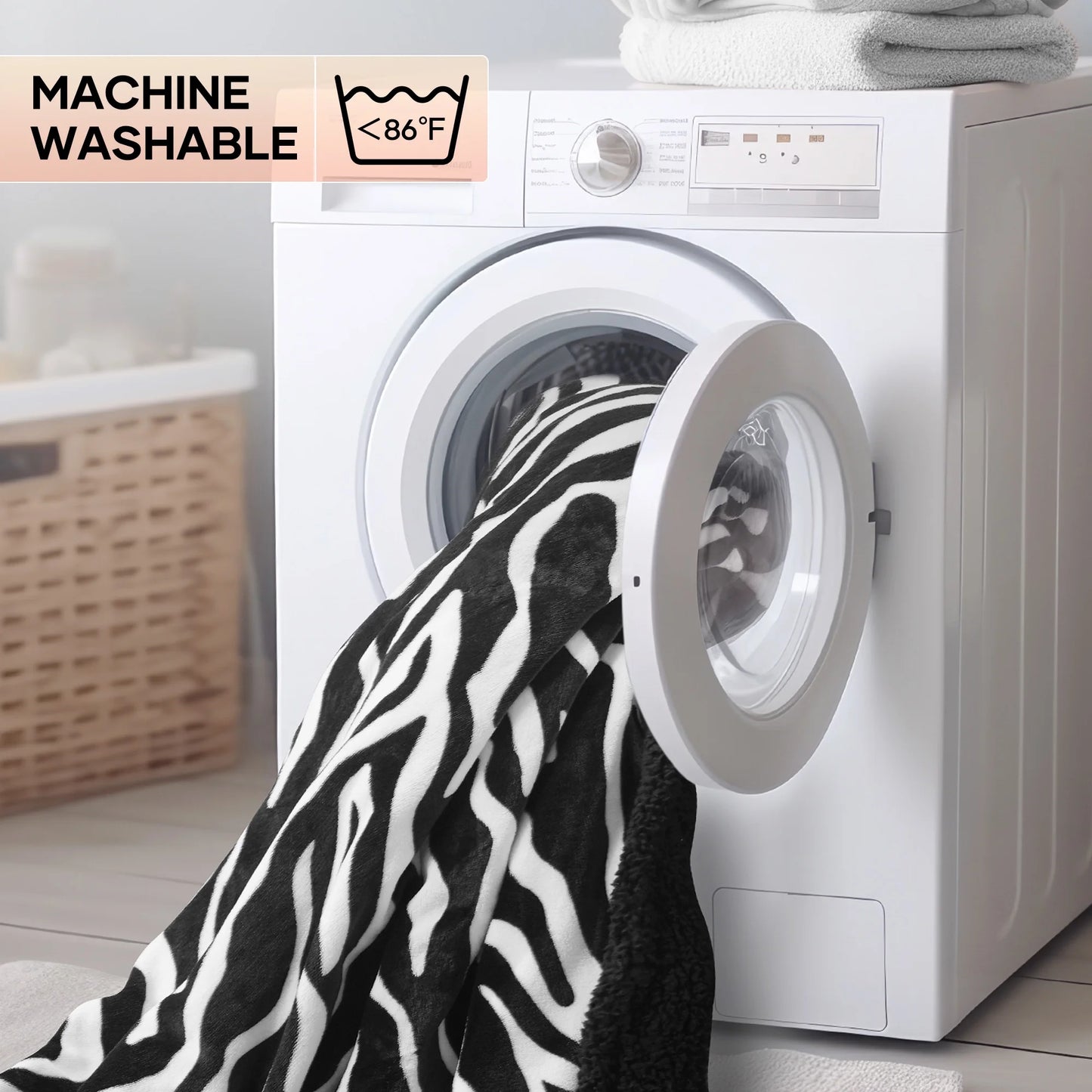 MARNUR Electric Throw Blanket 50" x 60", Soft Flannel, Large LED Display, 6 Heating Levels, 4 Hours Timer, Zebra Pattern