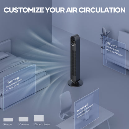 MaxKare 36in Tower Fan Quiet Cooling Fan with 75° Oscillation, Remote Control, 3 Speeds & 3 Modes & Timer - Metal Gray
