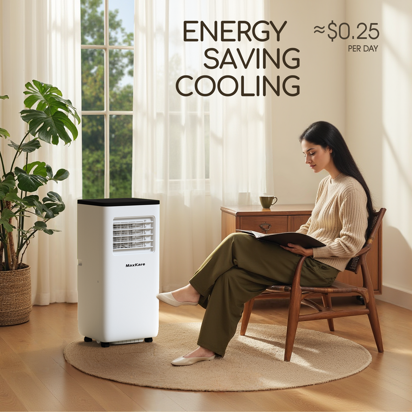 10000 BTU Portable Air Conditioner with Remote, Cools up to 450 Sq.ft - White