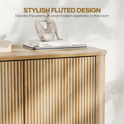 MARNUR Sideboard Buffet Cabinet, Storage Cabinet 55"W with Adjustable Shelves, Anti-Tip, Easy Clean Top, Stylish Wave Style, Oak