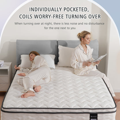 MARNUR 12" Full Medium Firm Euro Top Hybrid Mattress