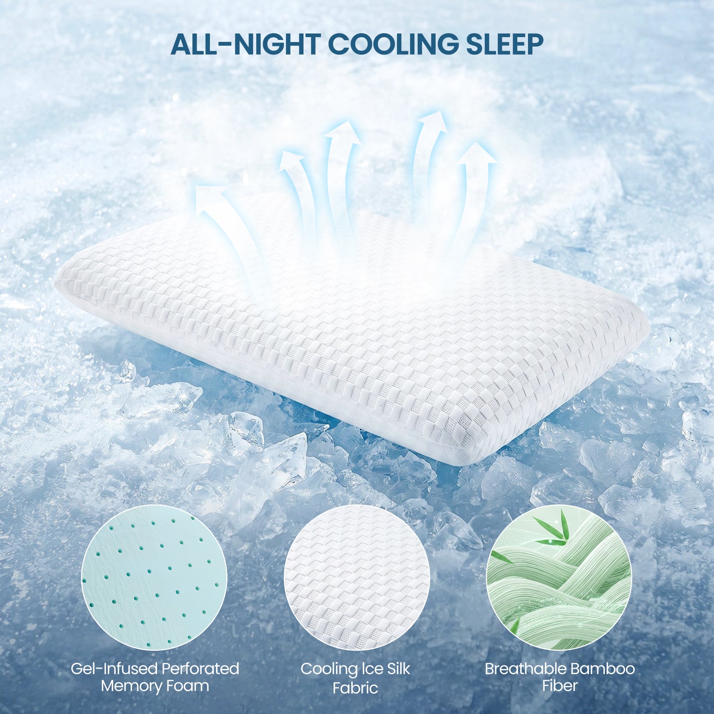 MARNUR Memory Foam Pillow for Bed, Cooling Pillow with Extra Height Pad, Cervical Neck Support Bed Pillow for Side, Back & Stomach Sleepers, Queen Size