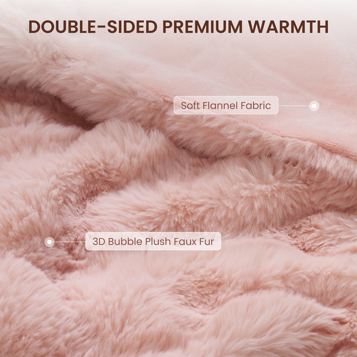 MARNUR Electric Throw Blanket 50"x60", Faux Fur Heated Throw, 6 Heating Levels, 4 Hours Timer - Pink