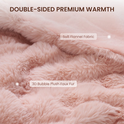 MARNUR Electric Throw Blanket 50"x60", Faux Fur Heated Throw, 6 Heating Levels, 4 Hours Timer - Pink