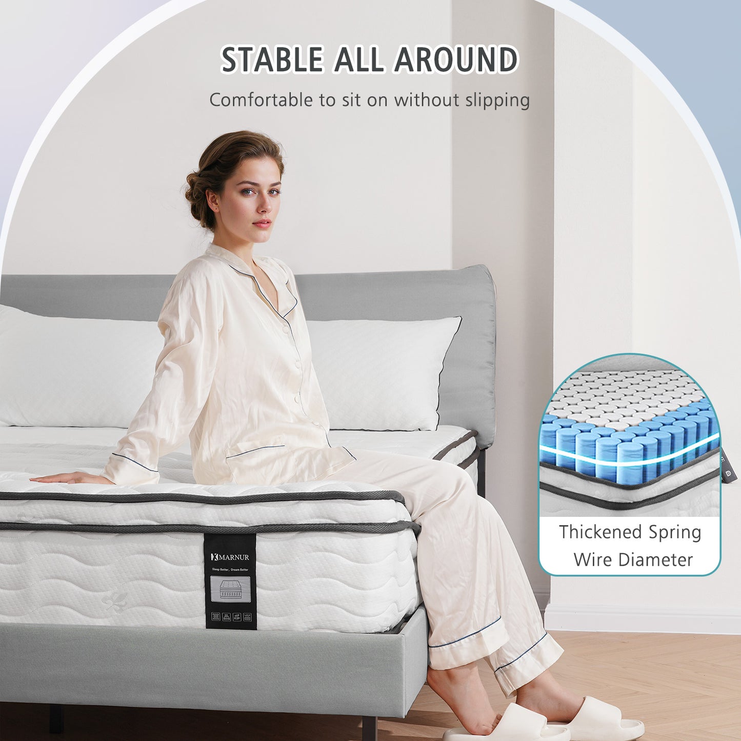 MARNUR 10 Inch Memory Foam Mattress in a Box, Medium Firm, Individually Pocketed Springs, King