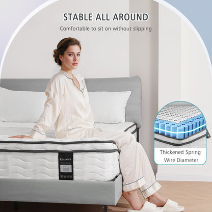 MARNUR 10 Inch Memory Foam Mattress in a Box, Medium Firm, Individually Pocketed Springs, King