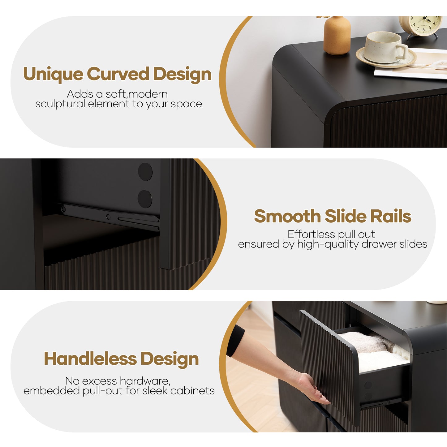 MARNUR 7 Drawer Dresser for Bedroom, Wooden Chest of Drawers for Closet, with Wide Top, Smooth Glides, for Living Room, Hallway, Kids Room, Black