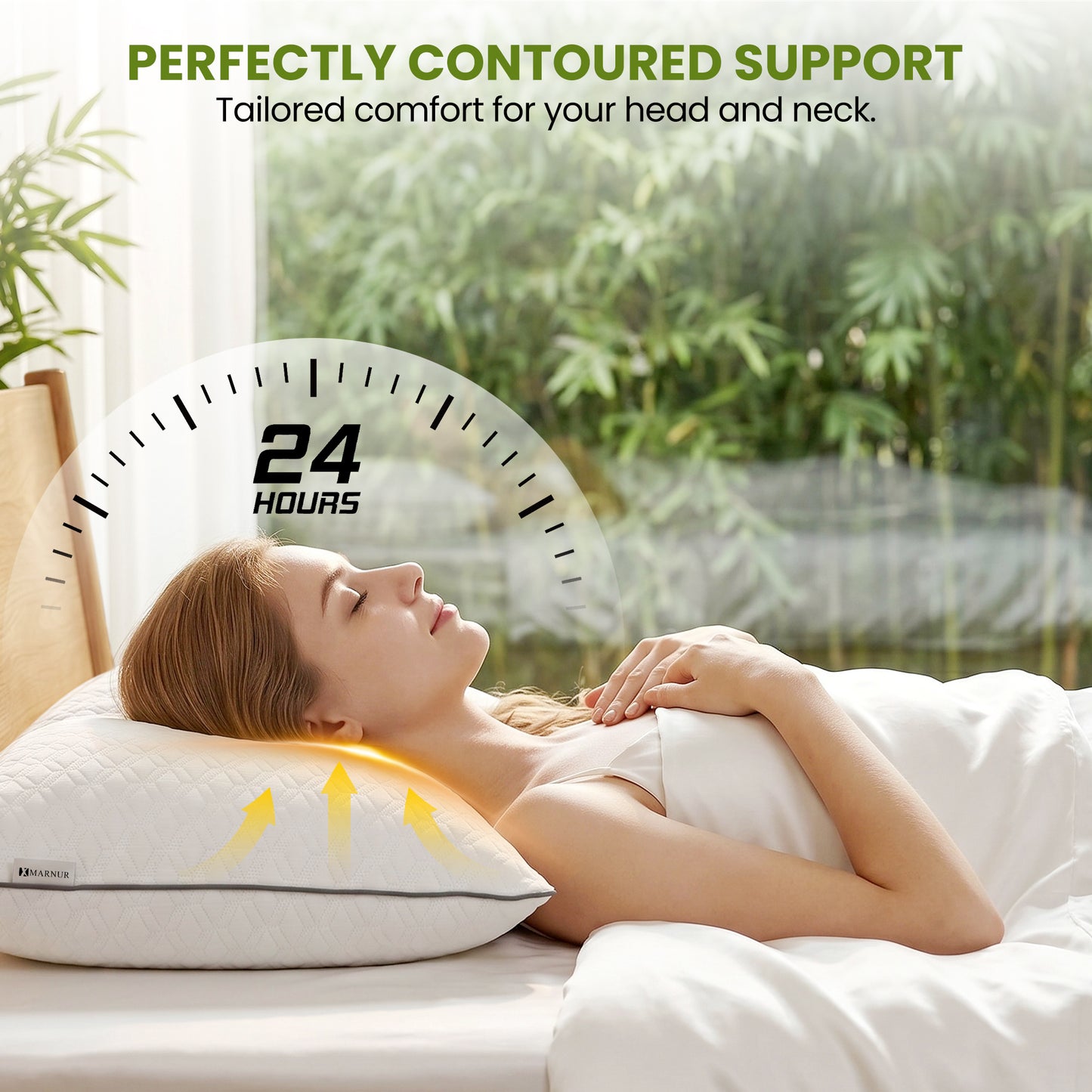 MARNUR Bed Pillows 2 Pack, Queen Size Cooling Pillow with Removable Bamboo Cover, Luxury Hotel Collection Down Alternative Pillows for Bed, 19"x29"