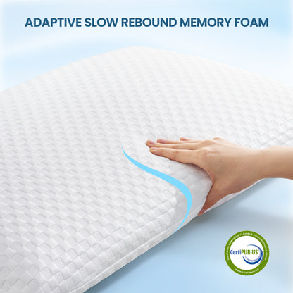 MARNUR Memory Foam Pillow for Bed, Cooling Pillow with Extra Height Pad, Cervical Neck Support Bed Pillow for Side, Back & Stomach Sleepers, Queen Size