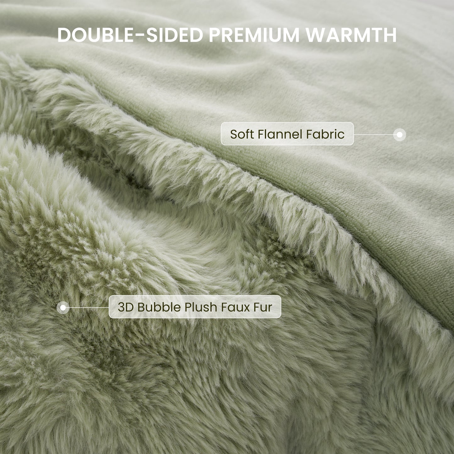 MARNUR Electric Throw Blanket 50"x60", Faux Fur Heated Throw, 6 Heating Levels, 4 Hours Timer - Green