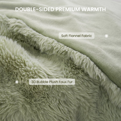 MARNUR Electric Throw Blanket 50"x60", Faux Fur Heated Throw, 6 Heating Levels, 4 Hours Timer - Green