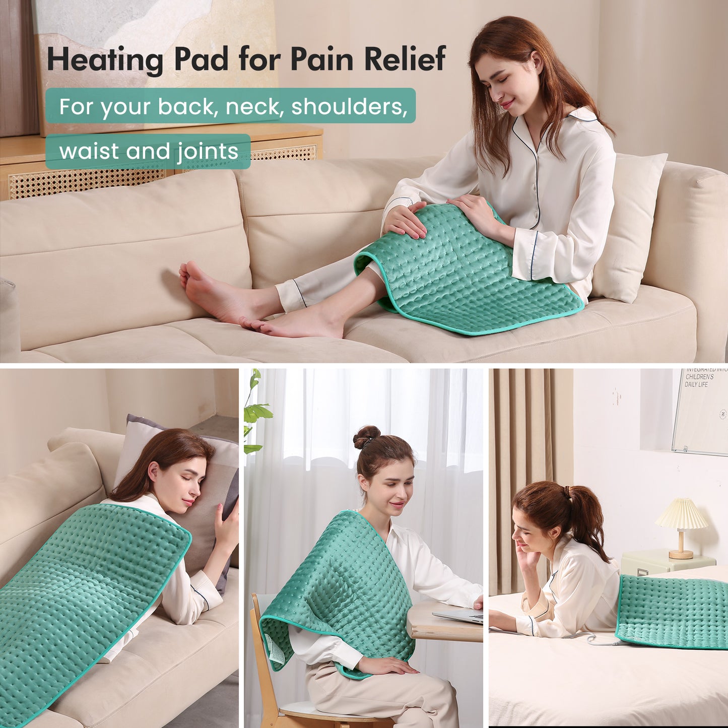 MARNUR Large Heating Pads, 18"x33" Extra Large Super Soft Heating Pad, 2 Hours Timer, 6 Temperature Settings, Fast Heating for Neck Back Shoulder Relief and Cramps