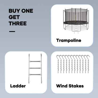MARNUR 14 FT Trampoline for Kids Max Weight 330 LBS with Ladder, Safety Enclosure, Wind Stakes for Backyards Outdoor