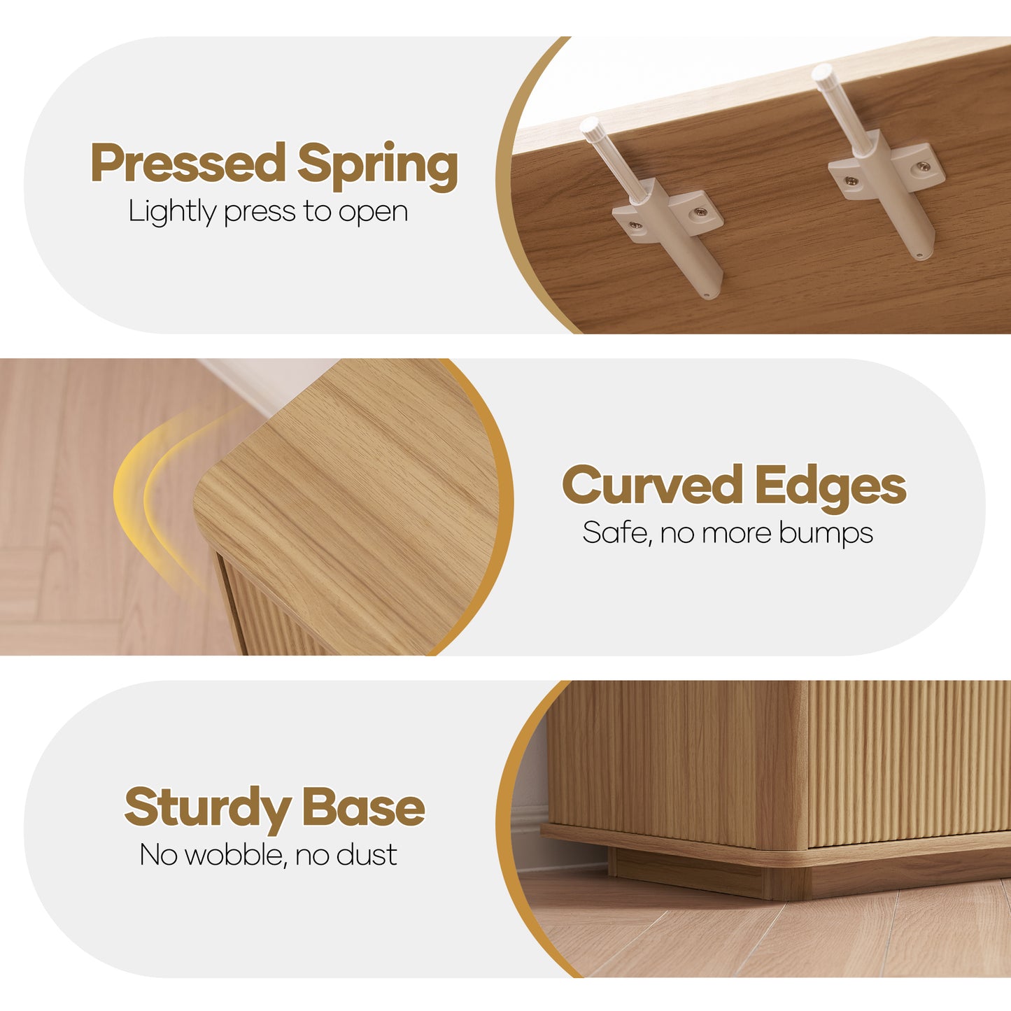 MARNUR Sideboard Buffet Cabinet, Storage Cabinet 55"W with Adjustable Shelves, Anti-Tip, Easy Clean Top, Stylish Wave Style, Oak